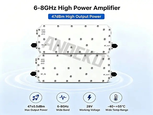 ANOEKO AOK-6000-8000 50W GaN RF Power Amplifier | 6000-8000MHz Wideband Module