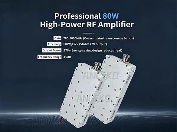 700-6000MHz 80W 45dB GaN RF Power Amplifier Module | Wideband High Efficiency RF Amp