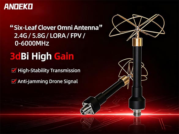 ANOEKO Six-Leaf Clover Omni Antenna | 3dBi Wideband Drone Strike & Anti-Jamming Antenna (0-6000M
