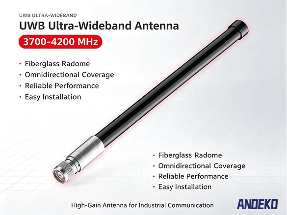 ANOEKO Ultra-Wideband (UWB) Fiberglass Omni Antenna for High-Precision Positioning | 3700-4200MHz