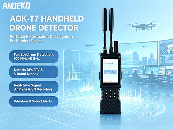 AOK-T7 Handheld Drone Detector | Portable Anti UAV Signal Detection Device by ANOEKO